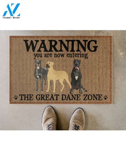Warning - You Are Now Enterring Great Dane Door Indoor And Outdoor Doormat Warm House Homefarm Decor Gift Welcome Mat Gift ForGreat Dane Lover