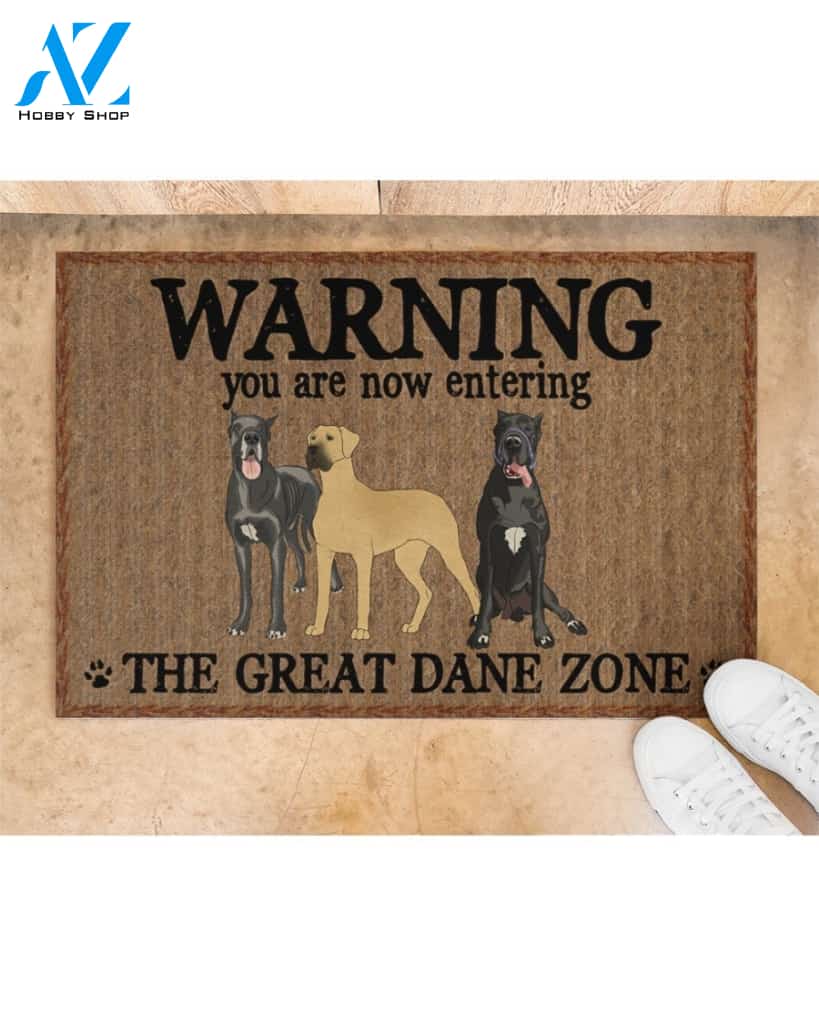 Warning - You Are Now Enterring Great Dane Door Indoor And Outdoor Doormat Warm House Homefarm Decor Gift Welcome Mat Gift ForGreat Dane Lover