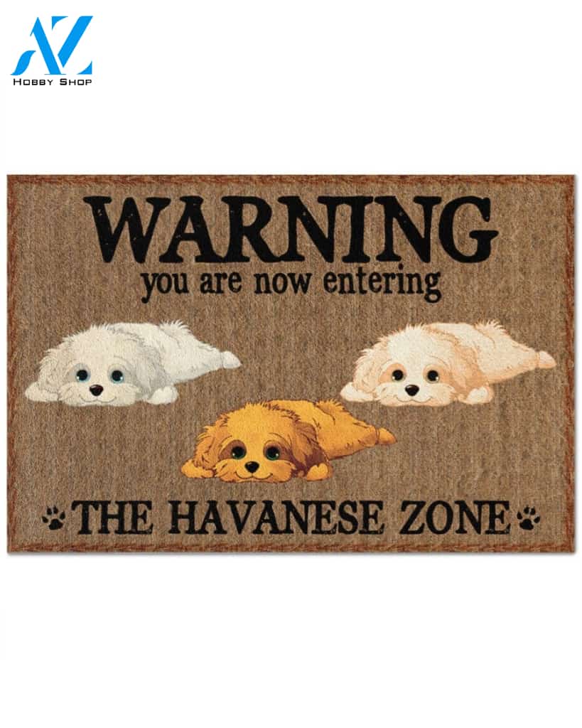 Warning - You Are Now Enterring Havanese Door Indoor And Outdoor Doormat Warm House Homefarm Decor Gift Welcome Mat Gift For Havanese Dog Lover