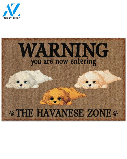 Warning - You Are Now Enterring Havanese Door Indoor And Outdoor Doormat Warm House Homefarm Decor Gift Welcome Mat Gift For Havanese Dog Lover