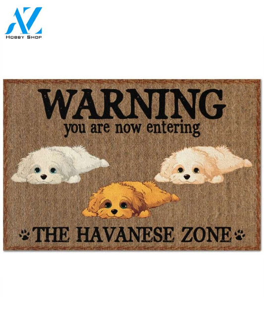 Warning - You Are Now Enterring Havanese Door Indoor And Outdoor Doormat Warm House Homefarm Decor Gift Welcome Mat Gift For Havanese Dog Lover