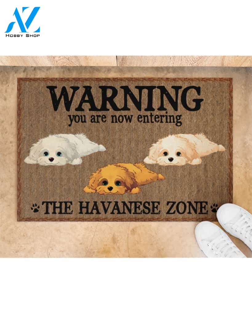 Warning - You Are Now Enterring Havanese Door Indoor And Outdoor Doormat Warm House Homefarm Decor Gift Welcome Mat Gift For Havanese Dog Lover