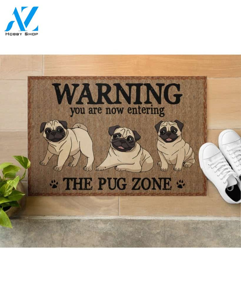 Warning - You Are Now Enterring Pug Door Indoor And Outdoor Doormat Warm House Homefarm Decor Gift Welcome Mat Gift For Yorkshire Terrier Lover