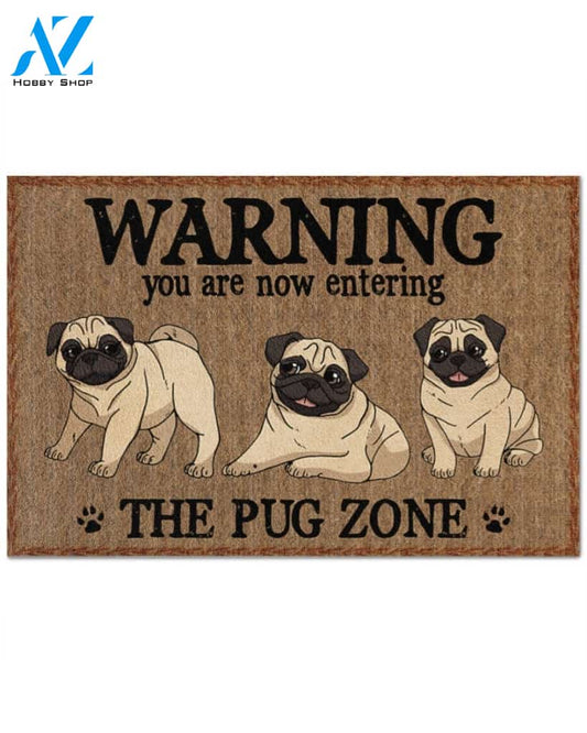 Warning - You Are Now Enterring Pug Door Indoor And Outdoor Doormat Warm House Homefarm Decor Gift Welcome Mat Gift For Yorkshire Terrier Lover