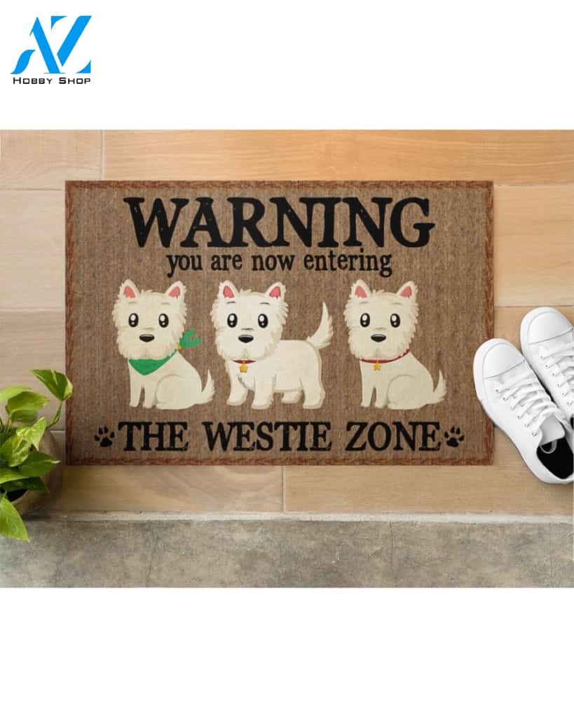 Warning - You Are Now Enterring Westie Door Indoor And Outdoor Doormat Warm House Homefarm Decor Gift Welcome Mat Gift For Westie Lover