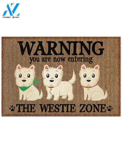 Warning - You Are Now Enterring Westie Door Indoor And Outdoor Doormat Warm House Homefarm Decor Gift Welcome Mat Gift For Westie Lover