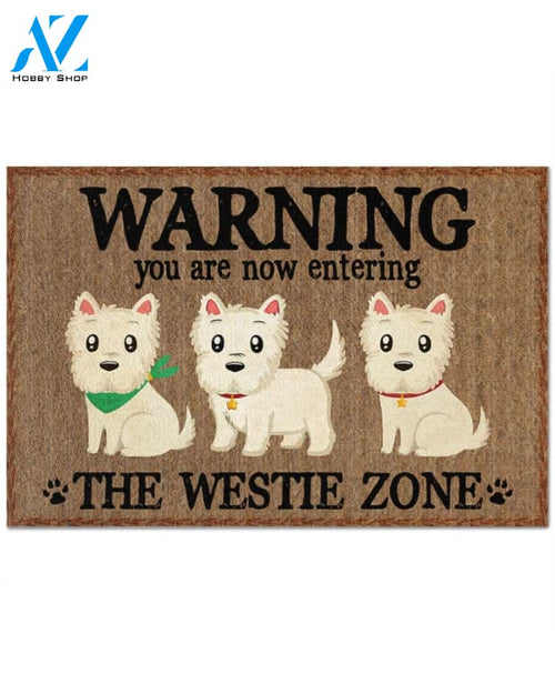 Warning - You Are Now Enterring Westie Door Indoor And Outdoor Doormat Warm House Homefarm Decor Gift Welcome Mat Gift For Westie Lover
