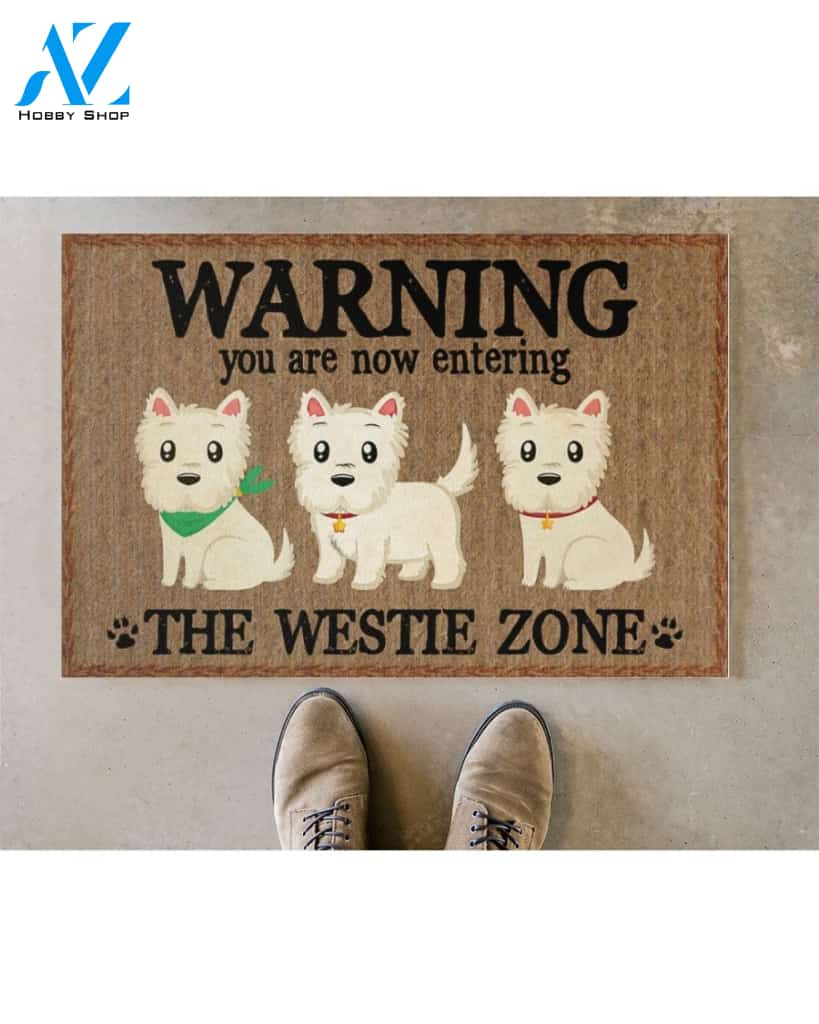 Warning - You Are Now Enterring Westie Door Indoor And Outdoor Doormat Warm House Homefarm Decor Gift Welcome Mat Gift For Westie Lover
