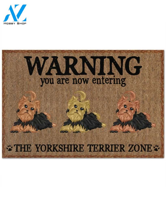 Warning - You Are Now Enterring Yorkshire Terrier Door Indoor And Outdoor Doormat Warm House Homefarm Decor Gift Welcome Mat Gift For Yorkshire Terrier Lover