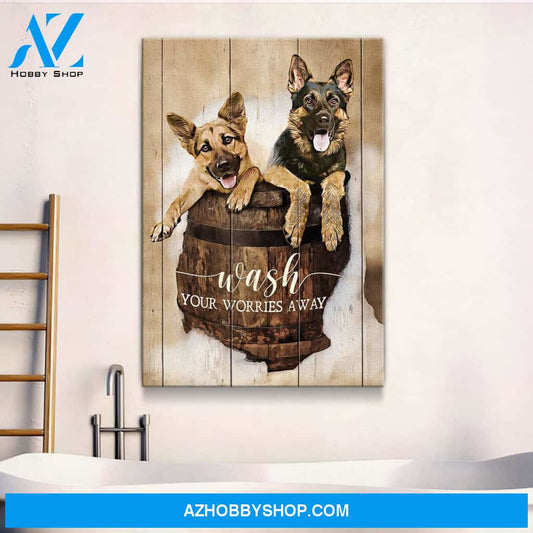 Wash your worries away - German shepherd, Dog Portrait Canvas Prints, Wall Art