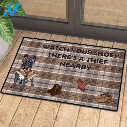 Watch Out Your Shoes Mat Black French Bulldog | Welcome Mat | House Warming Gift