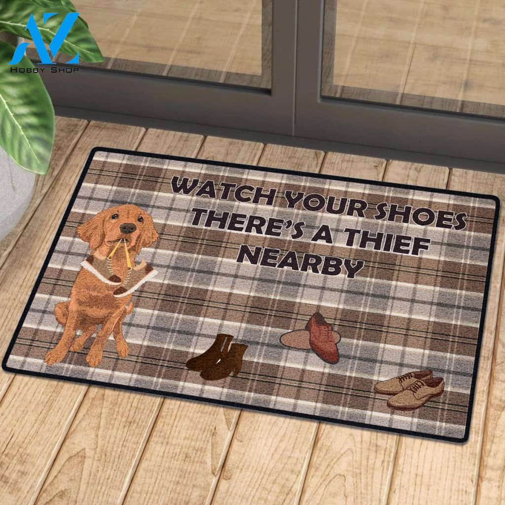 Watch Out Your Shoes Mat Golden Retriever | Welcome Mat | House Warming Gift