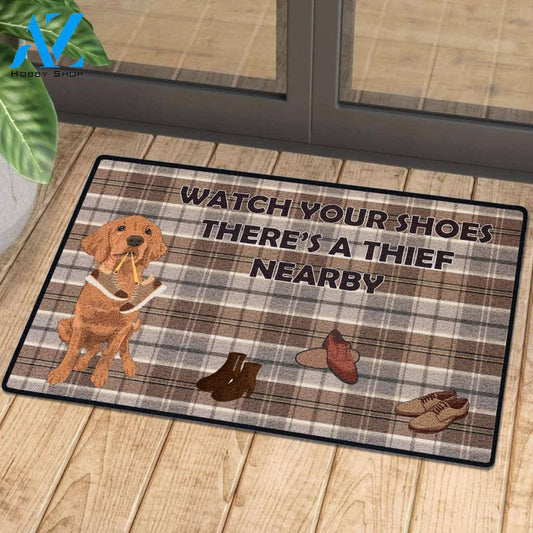 Watch Out Your Shoes Mat Golden Retriever | Welcome Mat | House Warming Gift