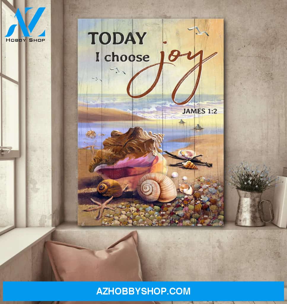 Water snail shell - Today I choose joy - Jesus Portrait Canvas Prints, Wall Art