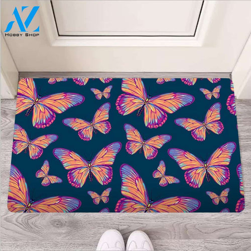 Watercolor Butterfly Print Door Mat
