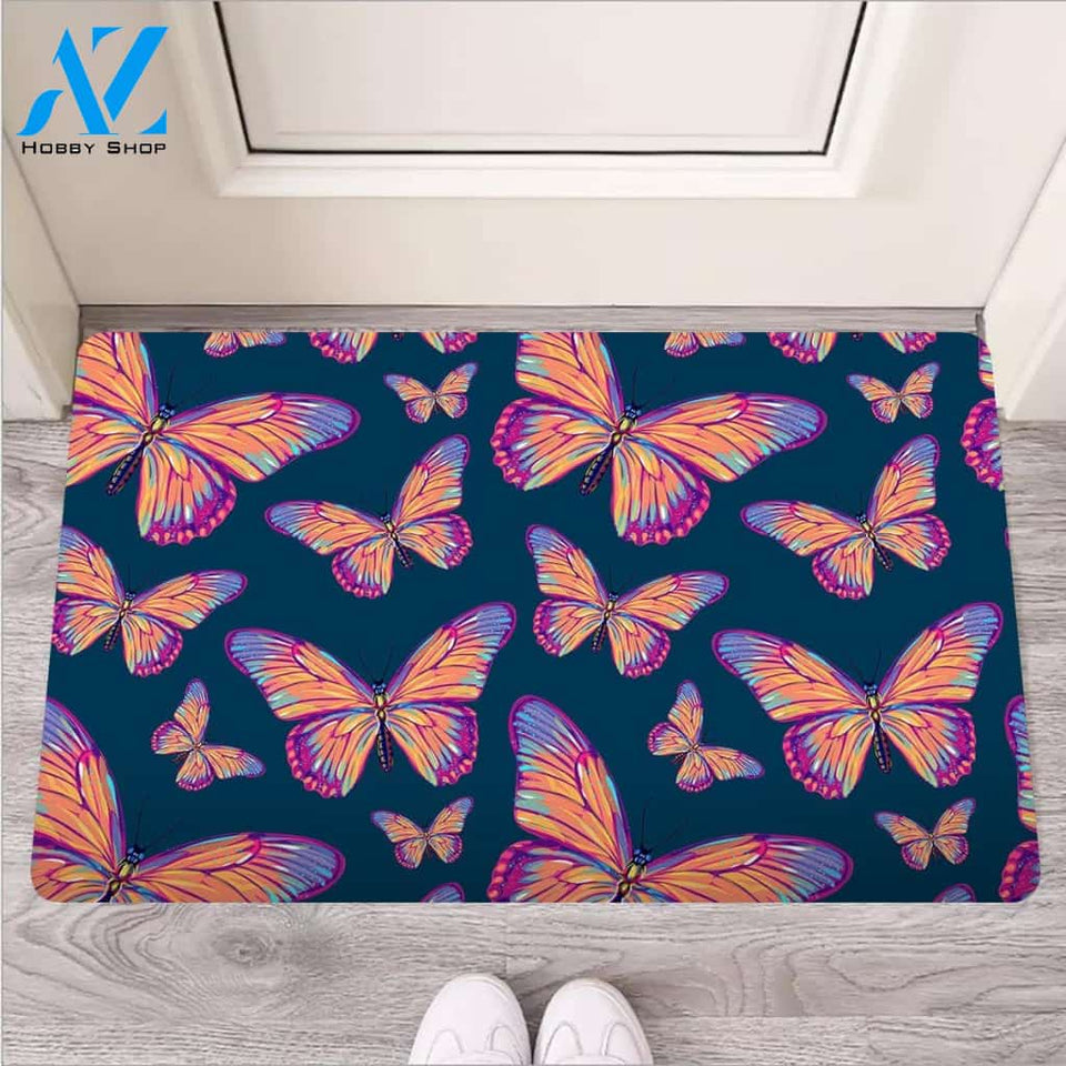 Watercolor Butterfly Print Door Mat