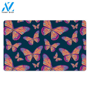 Watercolor Butterfly Print Door Mat