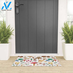 Watercolor forest mushroom illustration and plants Doormat Indoor And Outdoor Mat Sweet Home Decor Closing Gift Gift For Friend Family Birthday Floral Lovers Gift Idea