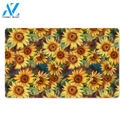 Watercolor Sunflower Door Mat
