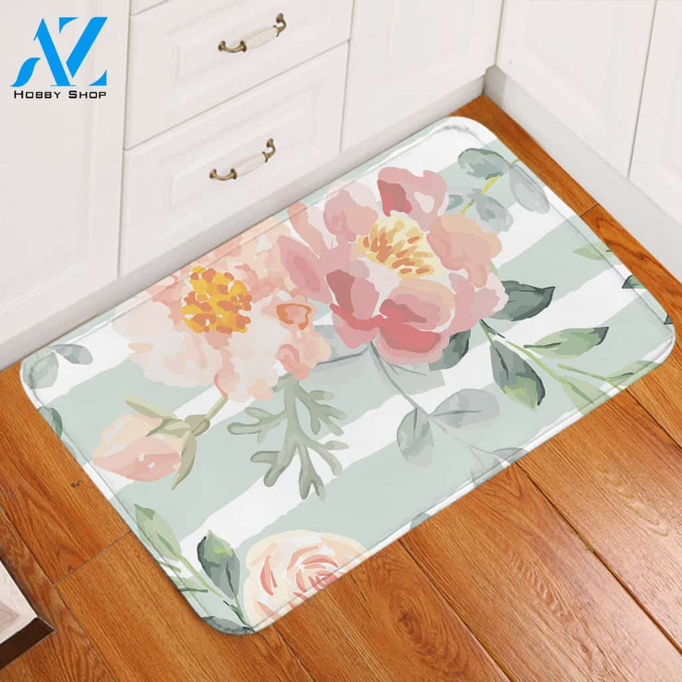 Watercolored Roses Door Mat