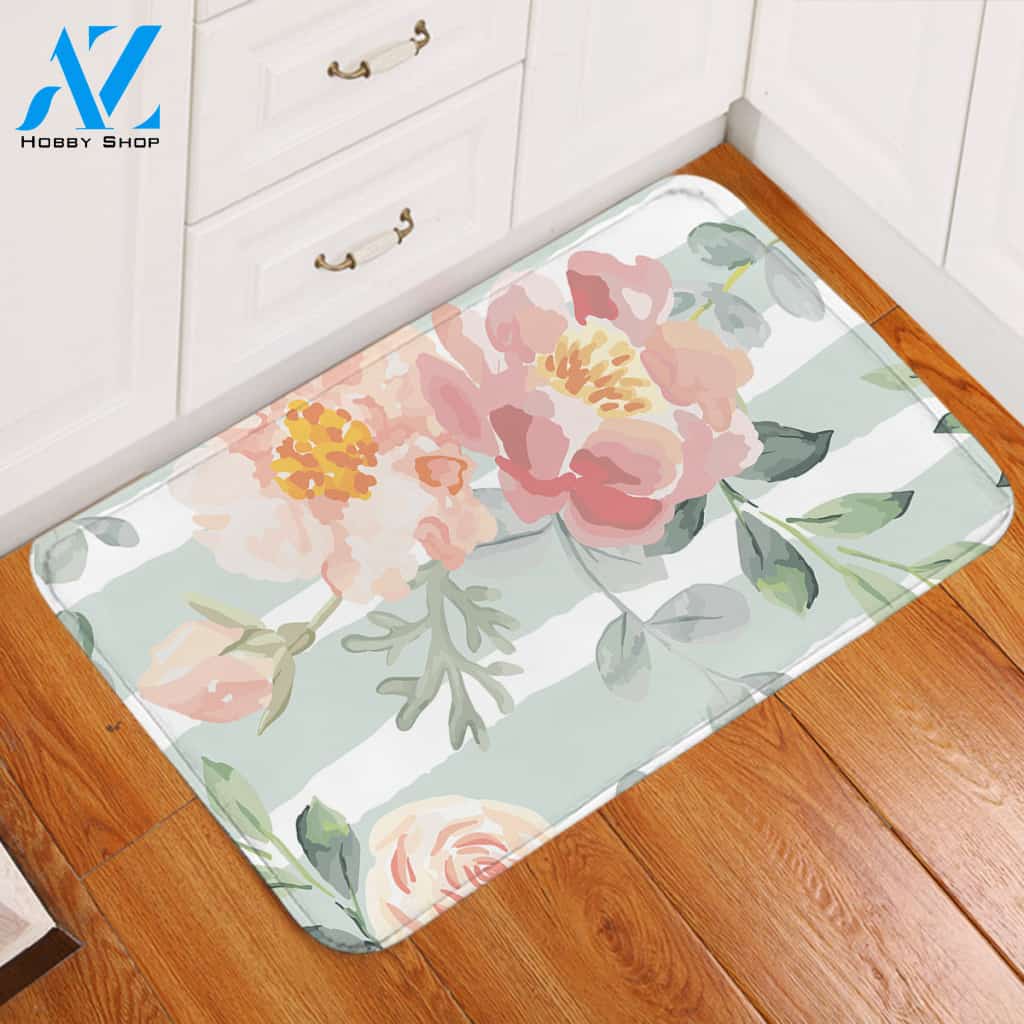 Watercolored Roses Door Mat