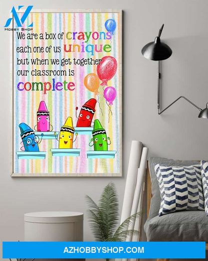 Teacher Classroom Canvas We Are A Box Of Crayons, Student Wall Art Back to School Gift for Teacher