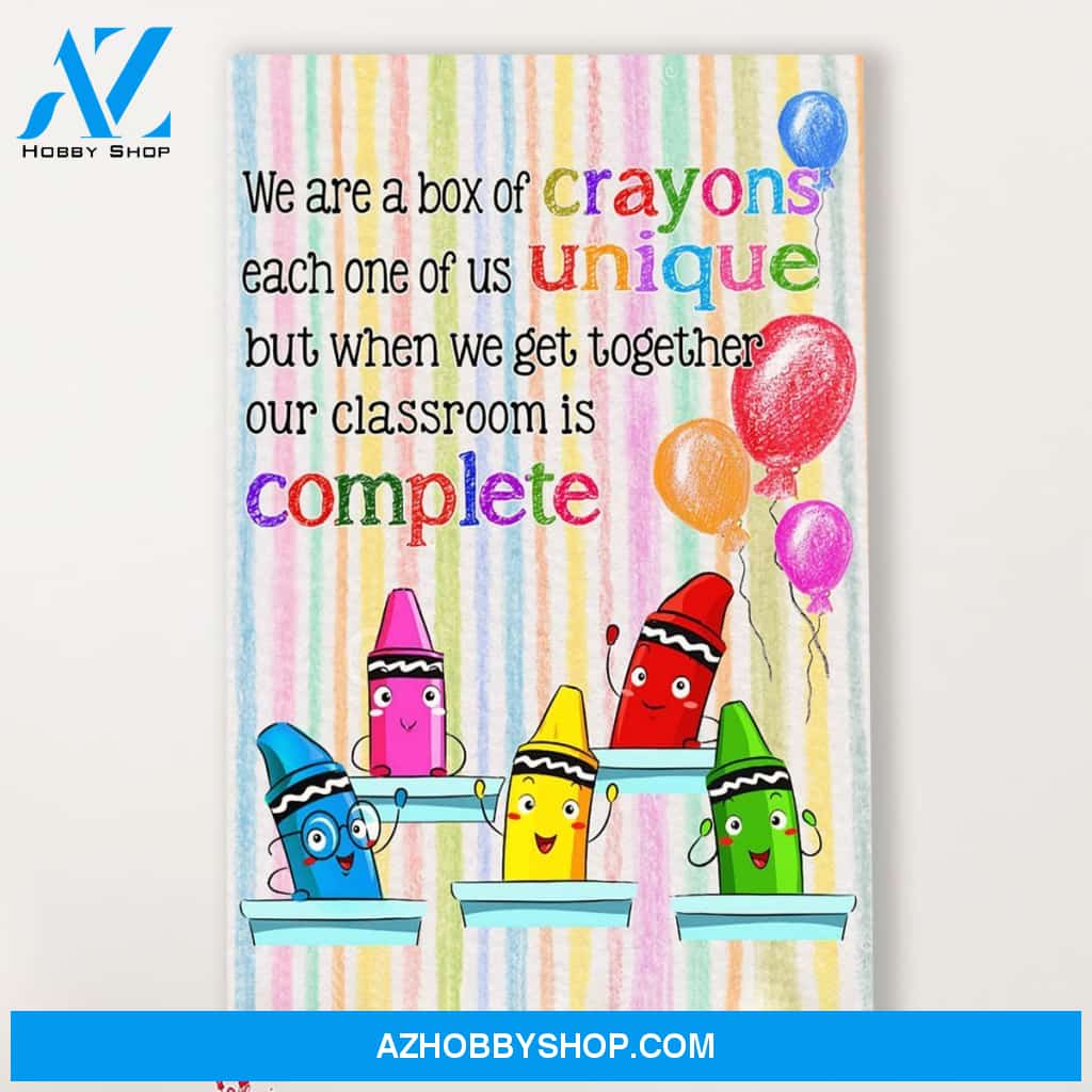 Teacher Classroom Canvas We Are A Box Of Crayons, Student Wall Art Back to School Gift for Teacher