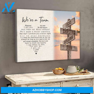 We are a team multi names - Personalized Canvas