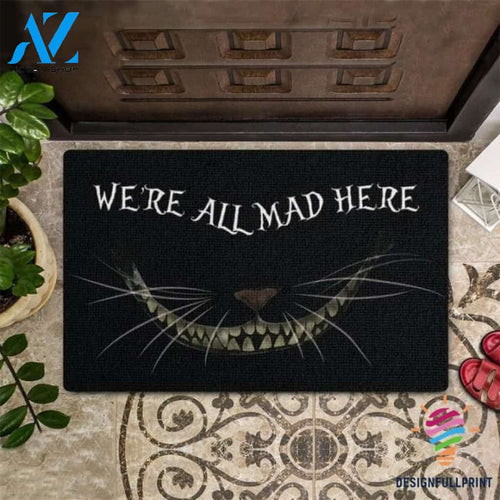 We Are All Mad Here Cat Smile Welcome Doormat NHD Gifts For Cat Owners