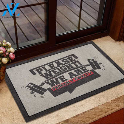 We Are Probably Sweaty Gym Doormat Welcome Mat House Warming Gift Home Decor Funny Doormat Gift Idea