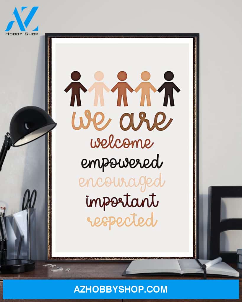 Teacher Classroom Canvas We Are Welcome, Empowered, Encouraged, Important, Respected, Student Wall Art Back to School Gift for Teacher