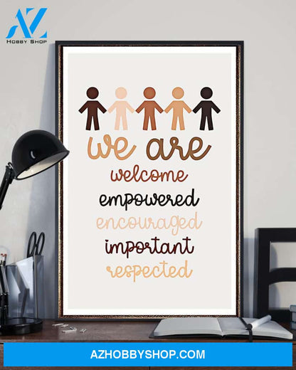 Teacher Classroom Canvas We Are Welcome, Empowered, Encouraged, Important, Respected, Student Wall Art Back to School Gift for Teacher