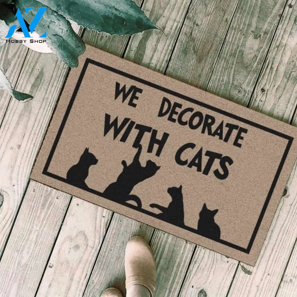 We decorate with cats Doormat | Welcome Mat | House Warming Gift