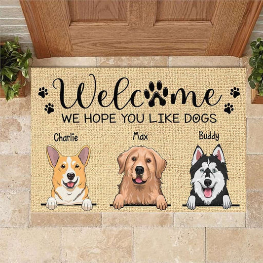We Hope You Like Dogs - Personalized Doormat Door