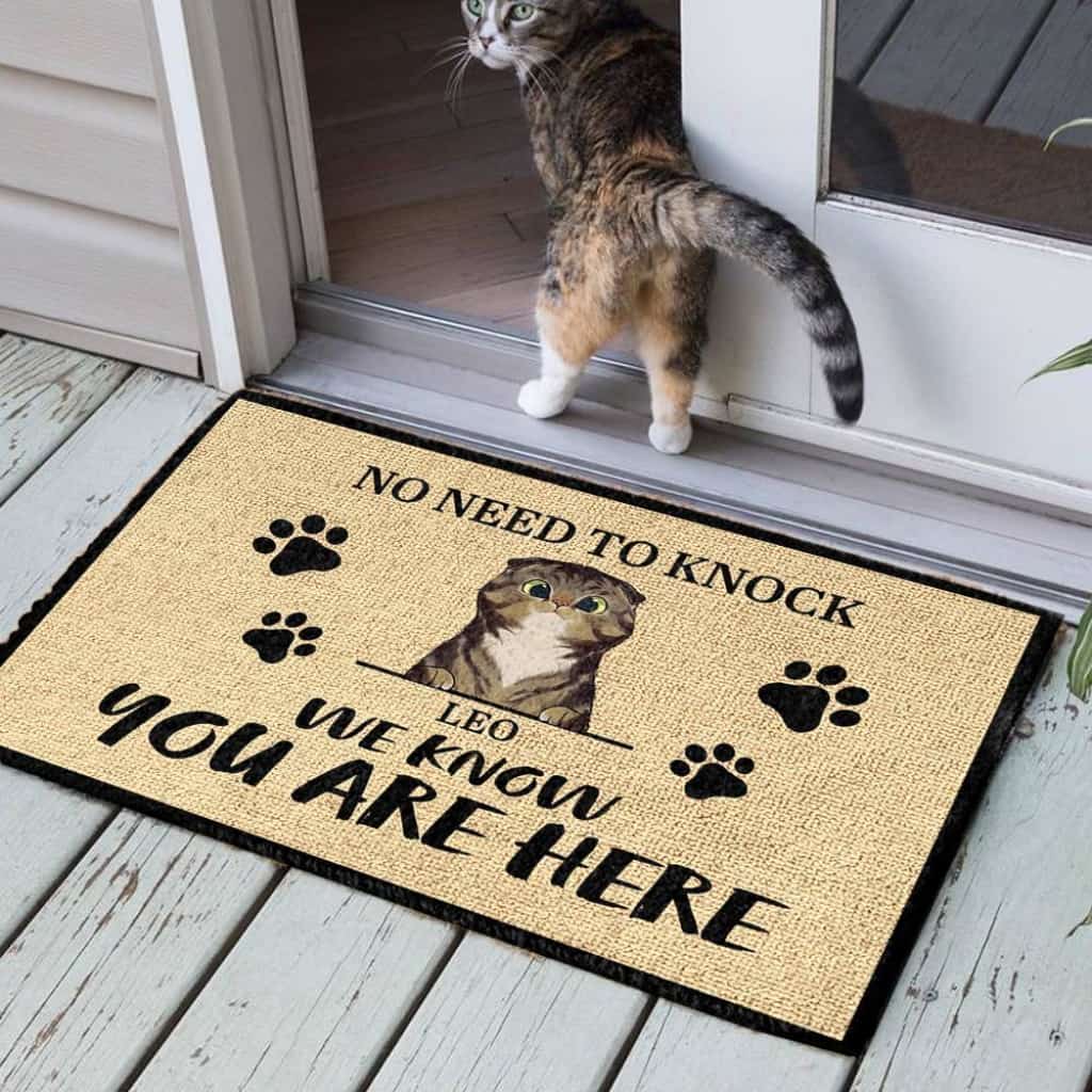 We Know You Are Here - Funny Personalized Cat Doormat Door