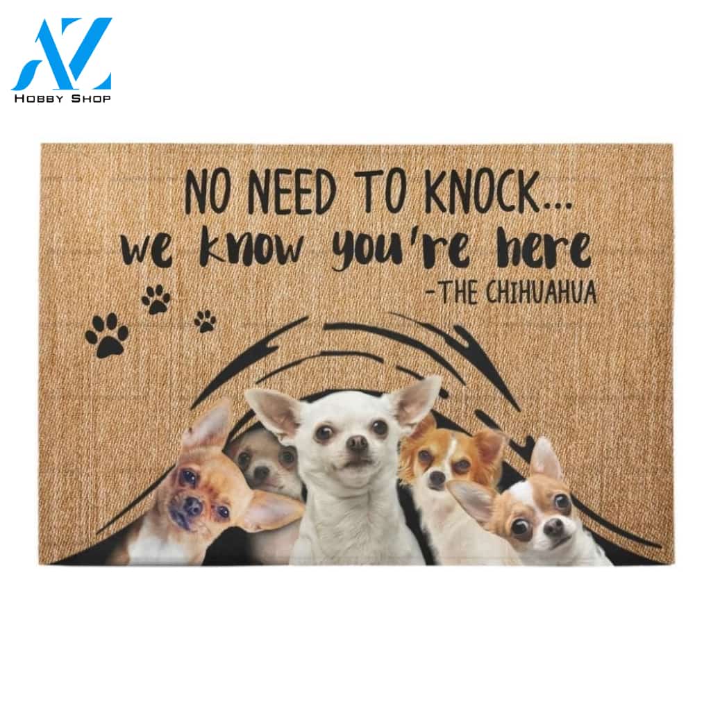 We Know You’re Here Chihuahua Printed Doormat Home Decor