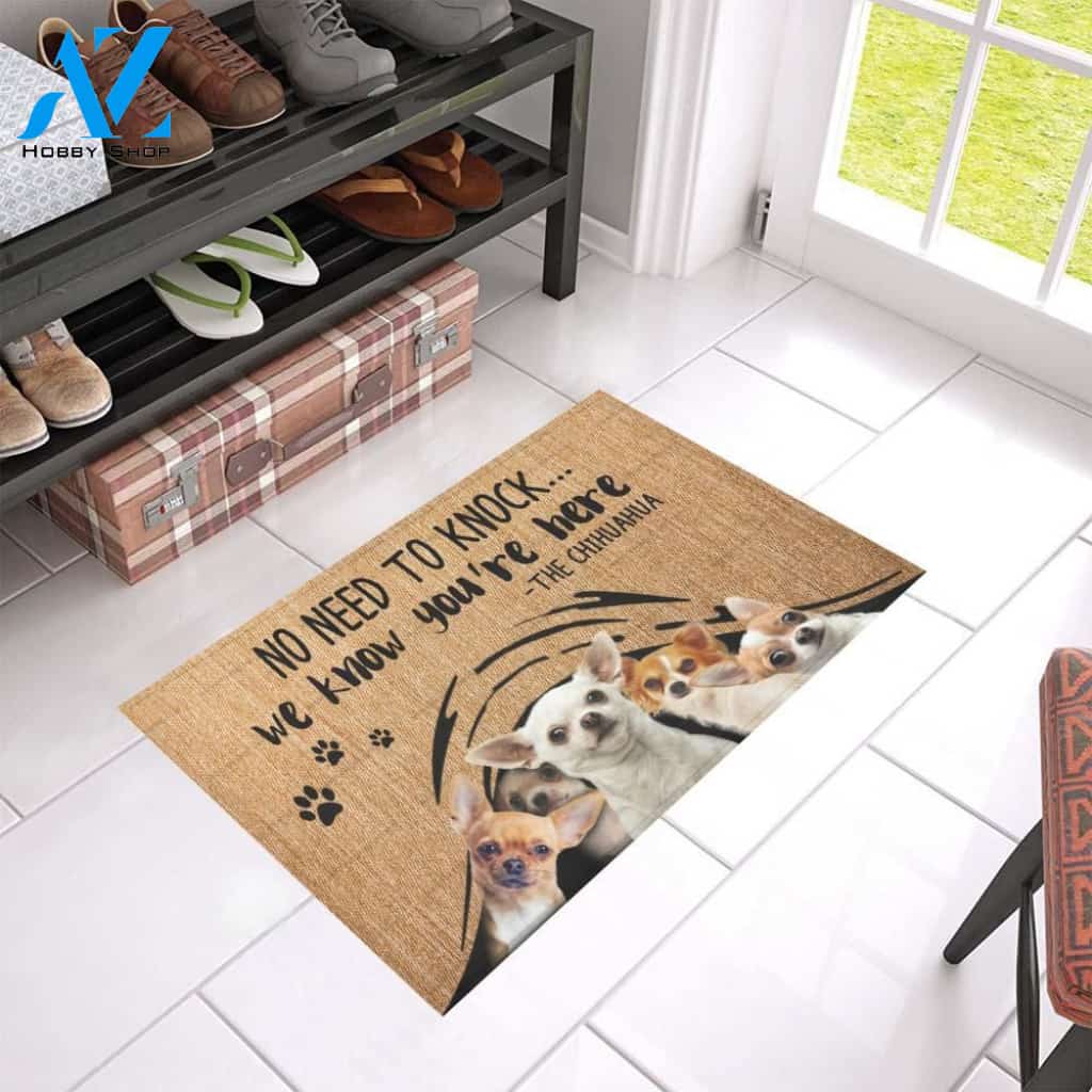 We Know You’re Here Chihuahua Printed Doormat Home Decor