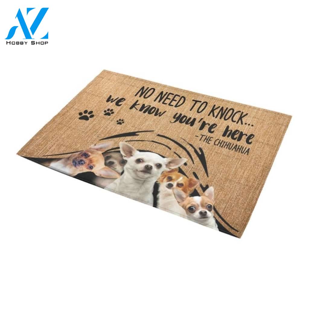 We Know You’re Here Chihuahua Printed Doormat Home Decor