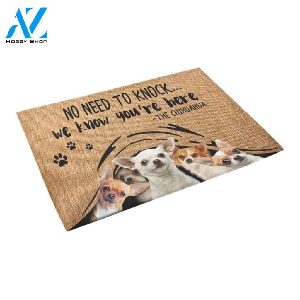 We Know You’re Here Chihuahua Printed Doormat Home Decor
