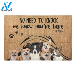 We Know You're Here Corgi Printed Doormat Home Decor