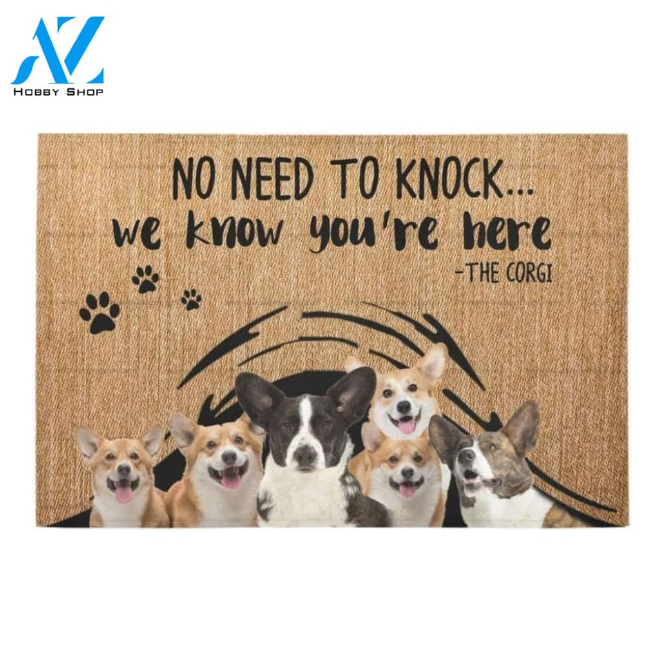 We Know You're Here Corgi Printed Doormat Home Decor
