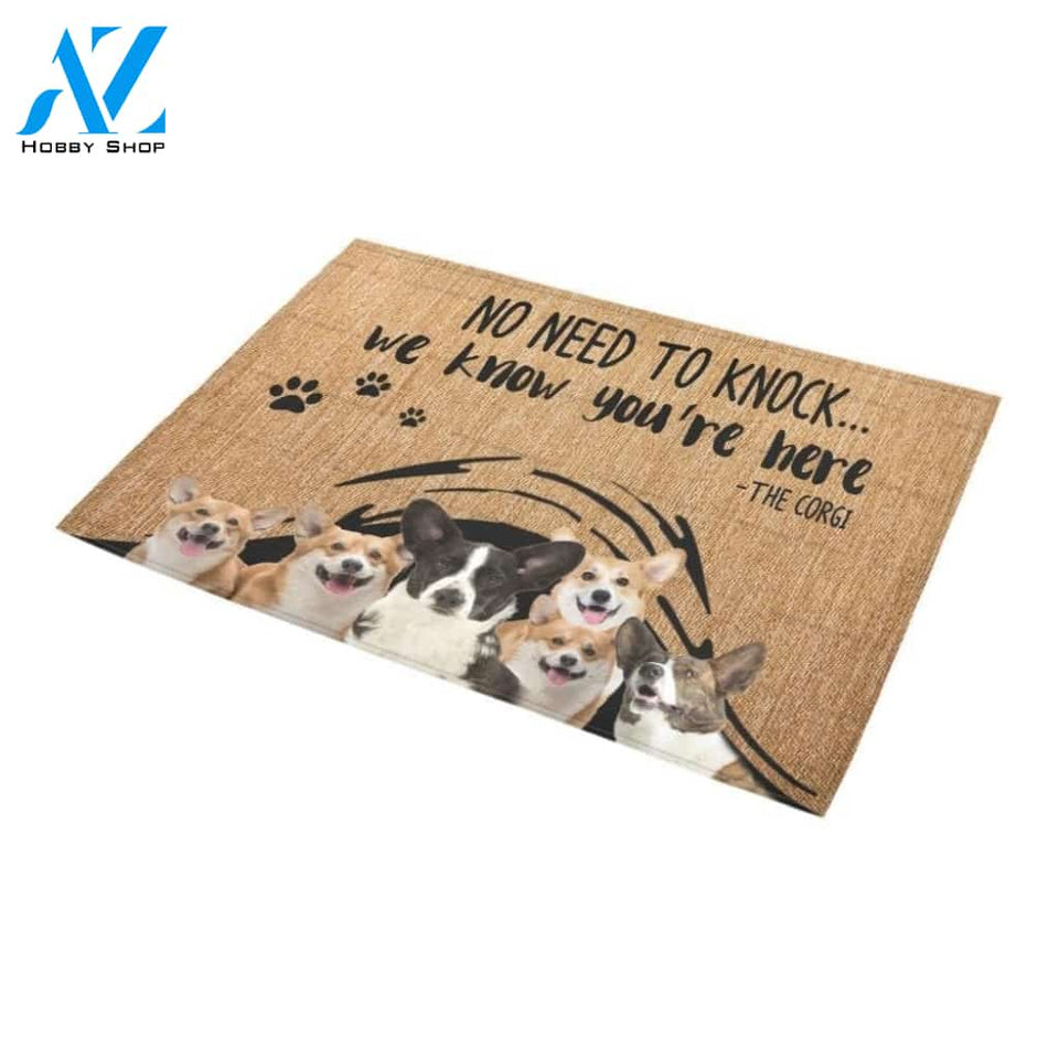 We Know You're Here Corgi Printed Doormat Home Decor