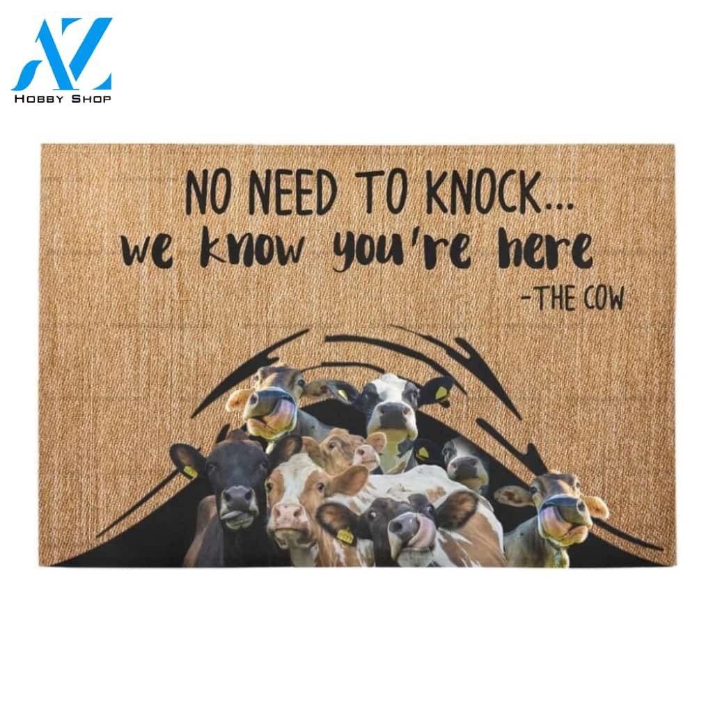 We Know You're Here Cow Printed Doormat Home Decor