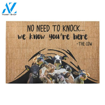 We Know You're Here Cow Printed Doormat Home Decor