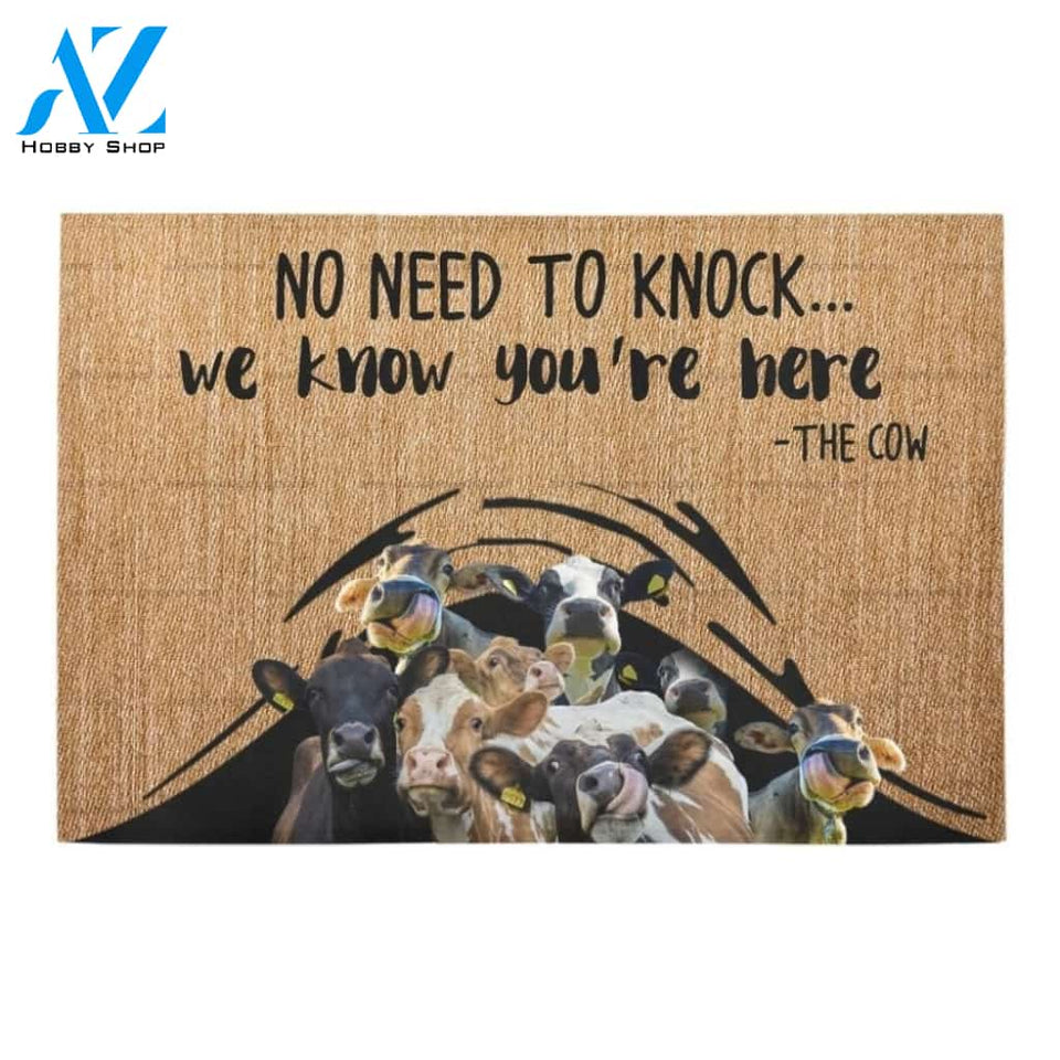 We Know You're Here Cow Printed Doormat Home Decor