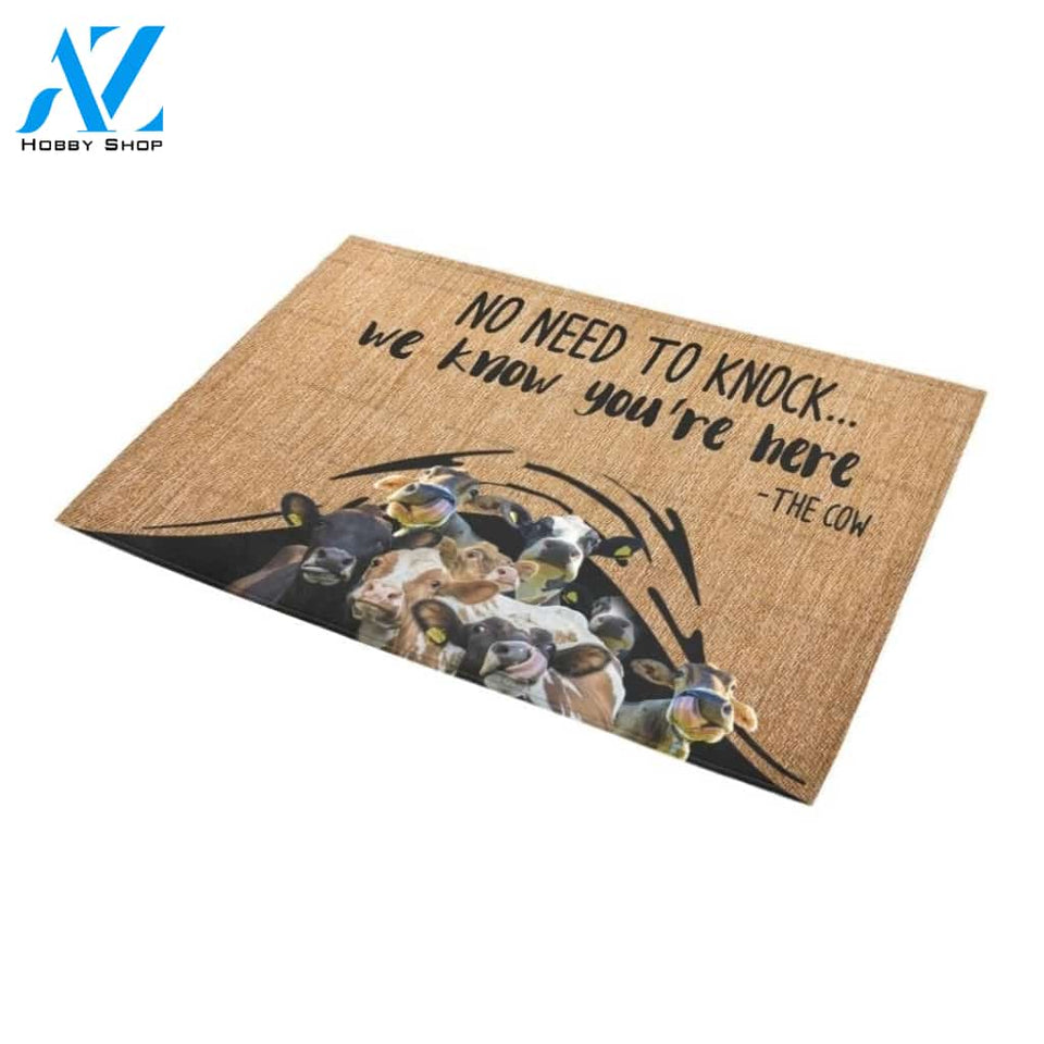 We Know You're Here Cow Printed Doormat Home Decor