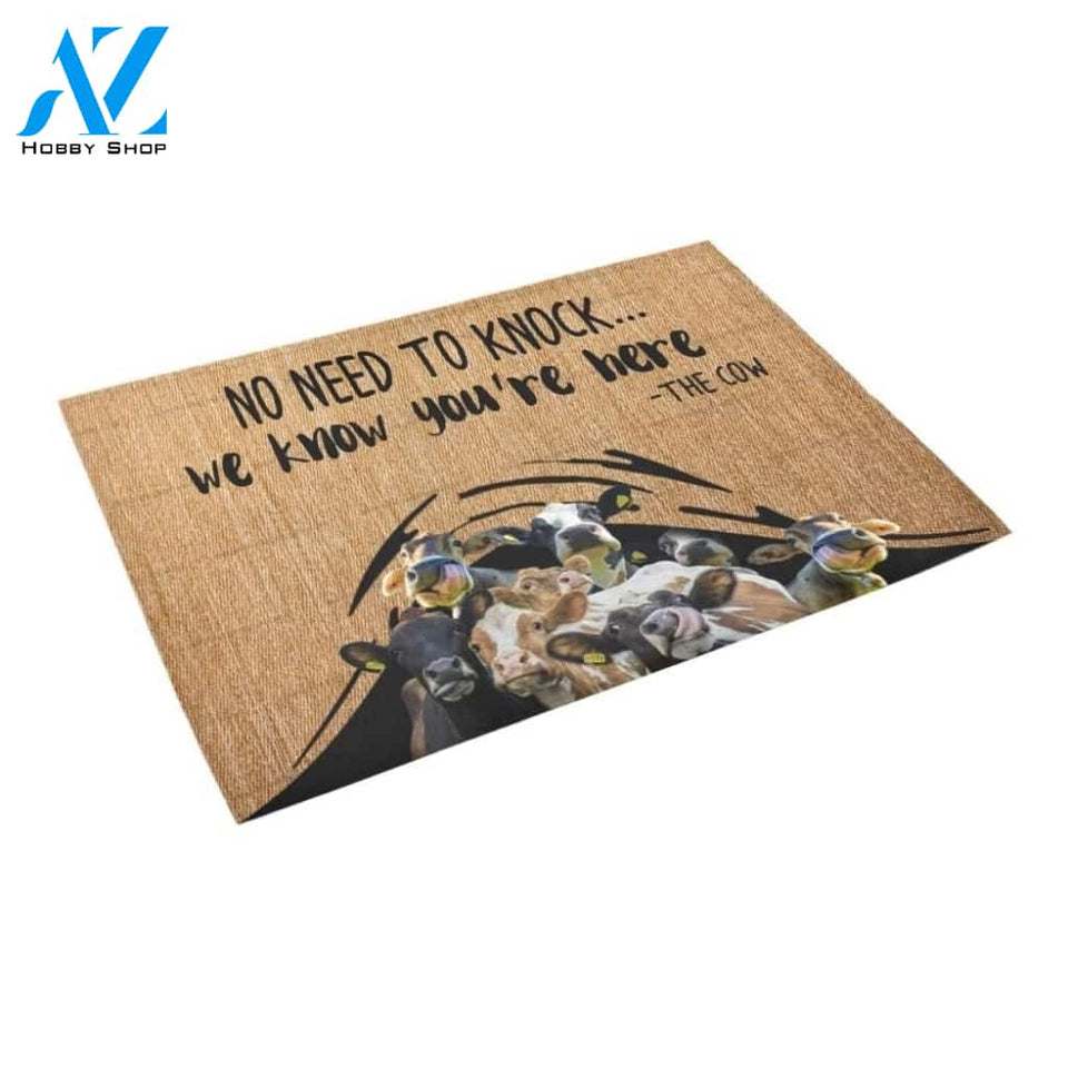 We Know You're Here Cow Printed Doormat Home Decor