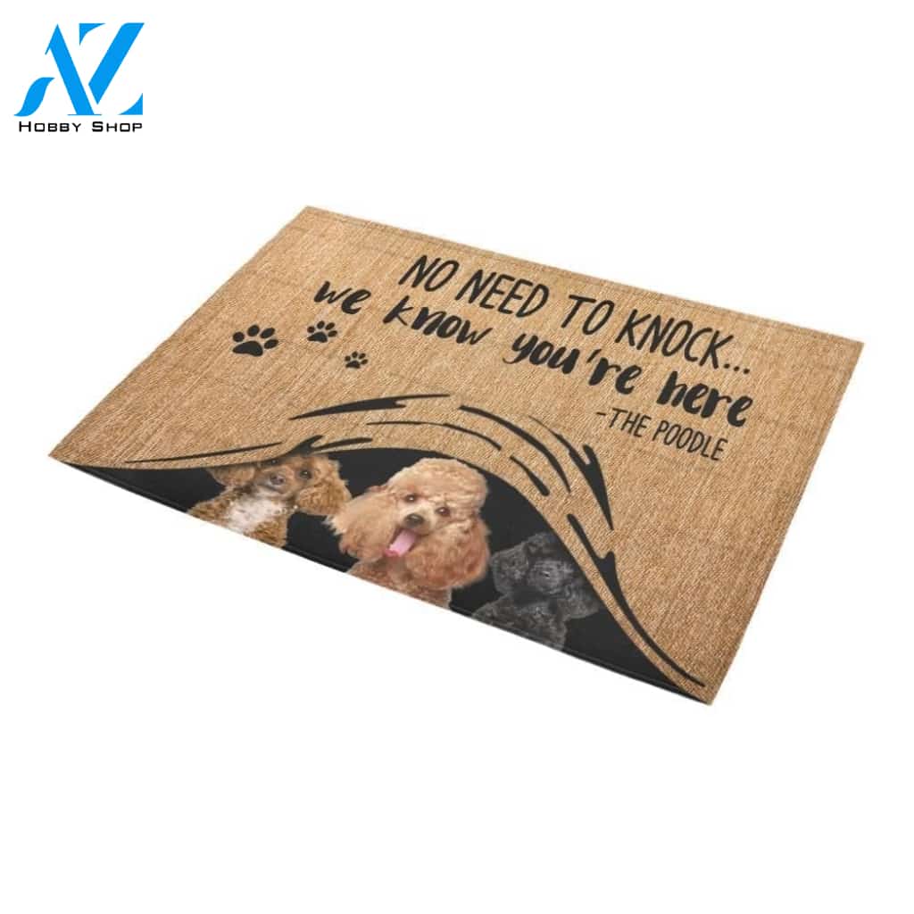 We Know You're Here Poodle Printed Doormat Home Decor