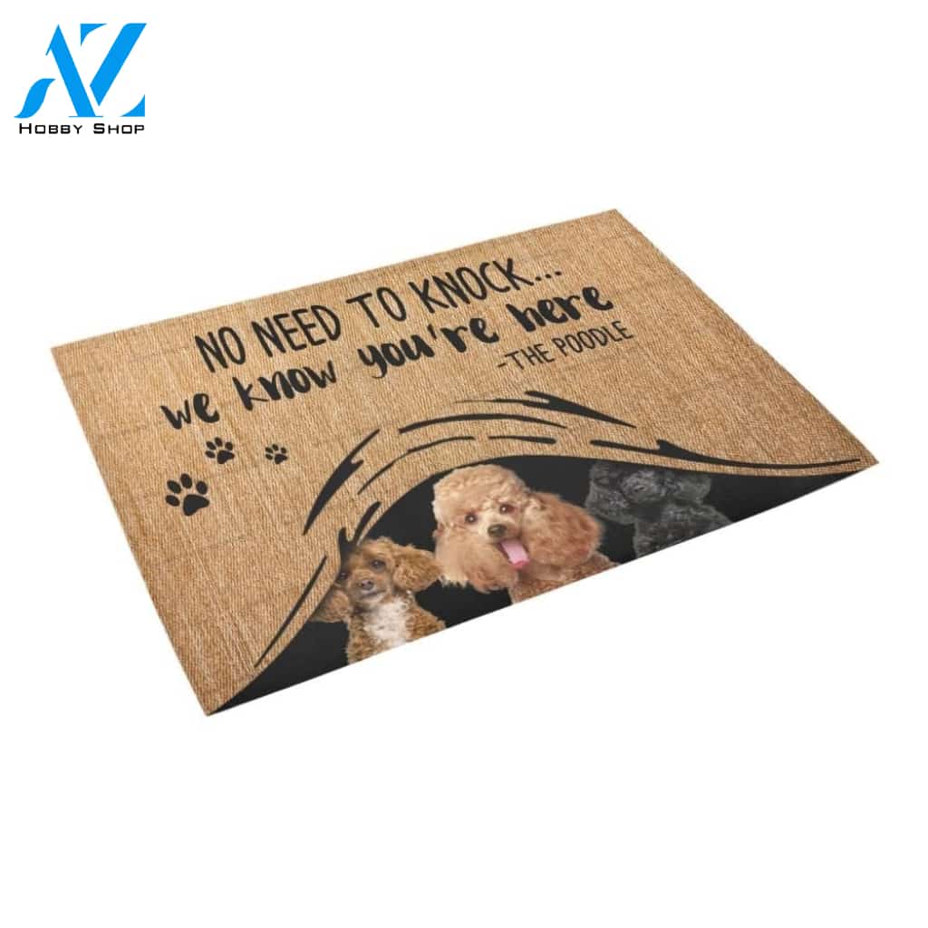 We Know You're Here Poodle Printed Doormat Home Decor