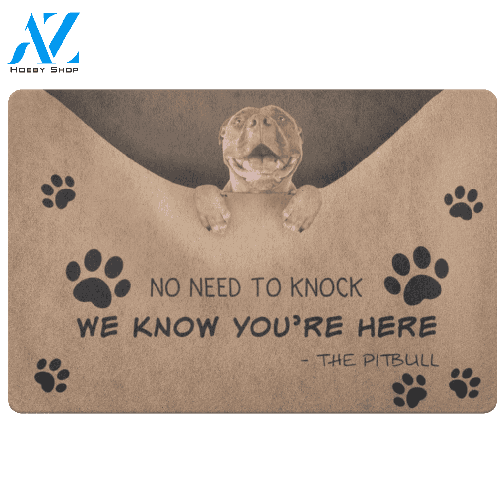 We Know You're Here The Pitbull Doormat | Welcome Mat | House Warming Gift